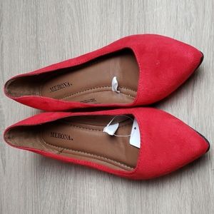 Merona Red Faux Suede Wedge Flat Sz 7